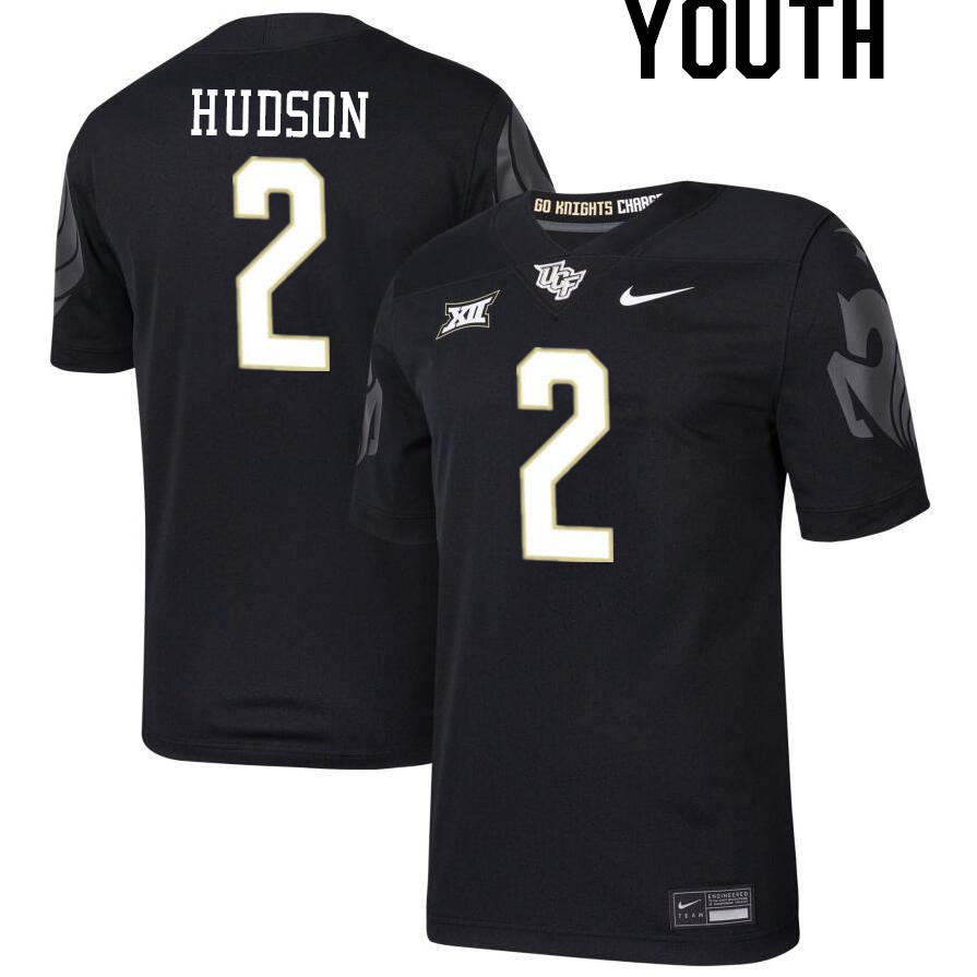 Youth #2 Kobe Hudson UCF Knights Big 12 Conference College Football Jerseys Stitched-Black